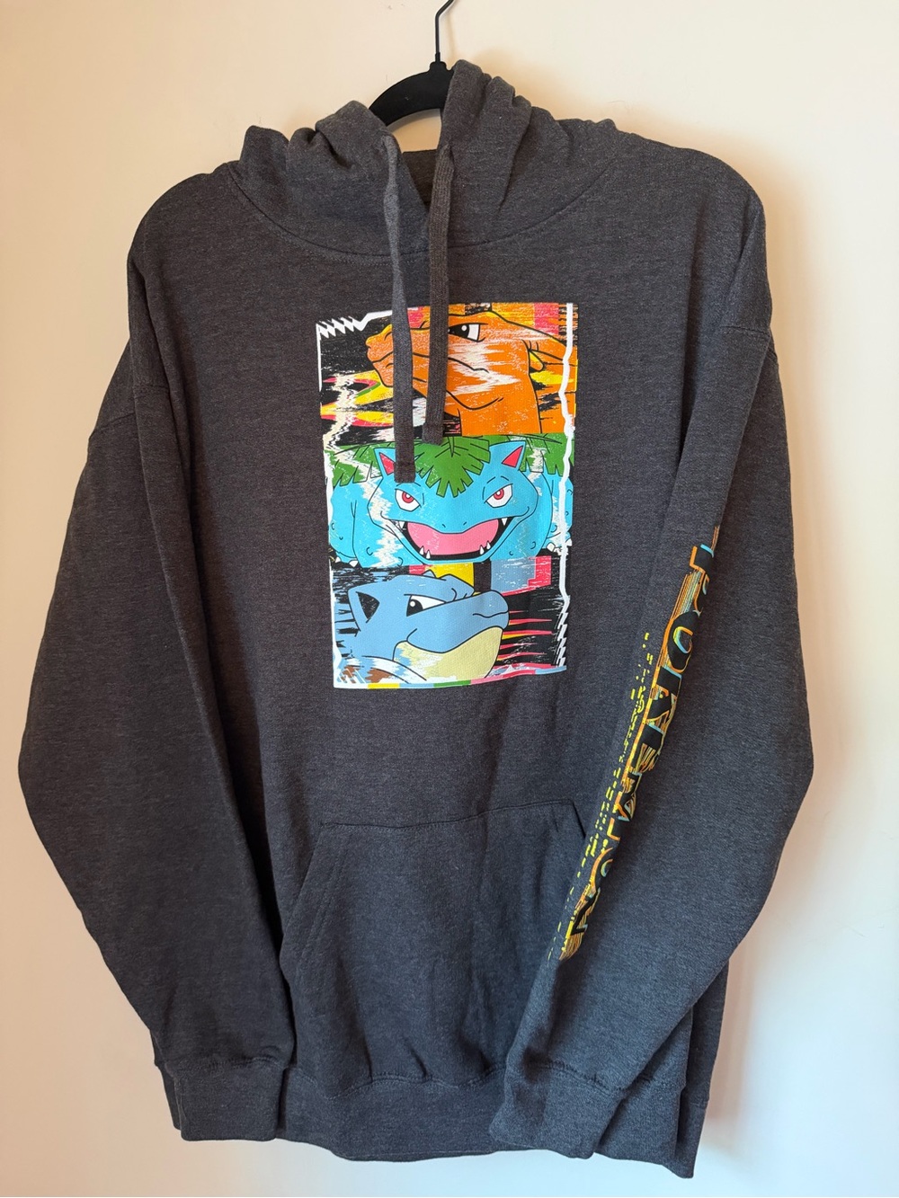Pokemon Charizard Venusaur Blastoise Hoodie XL Black Graphic Sweatshirt EUC